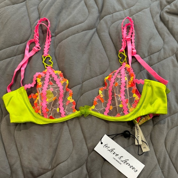 FOR LOVE LEMONS X VS TOSSED NEON HARDWARE HEART BRA - Picture 1 of 3